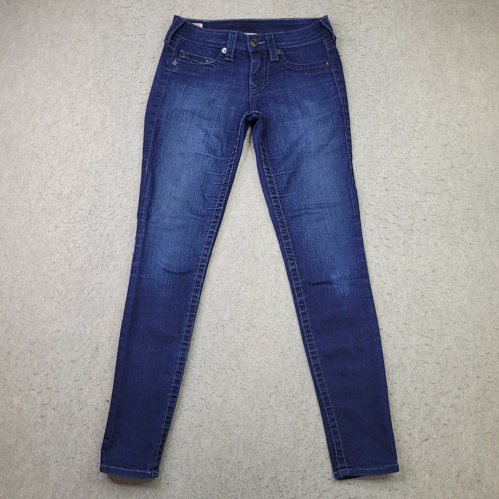 True Religion Jeans Womens 27 Blue Denim Halle Skinny Regular Medium Wash Preppy